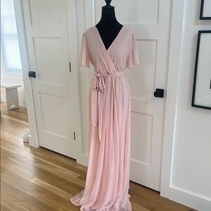 Baltic Born Pink Flutter Sleeve Wrap Gown